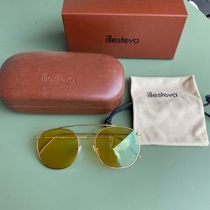 ILLESTEVA Mykonos II Aviator Sunglasses yellow gold